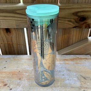 Starbucks Mermaid Scale Clear Acrylic Cold Cup Grande Tumbler Size 16oz